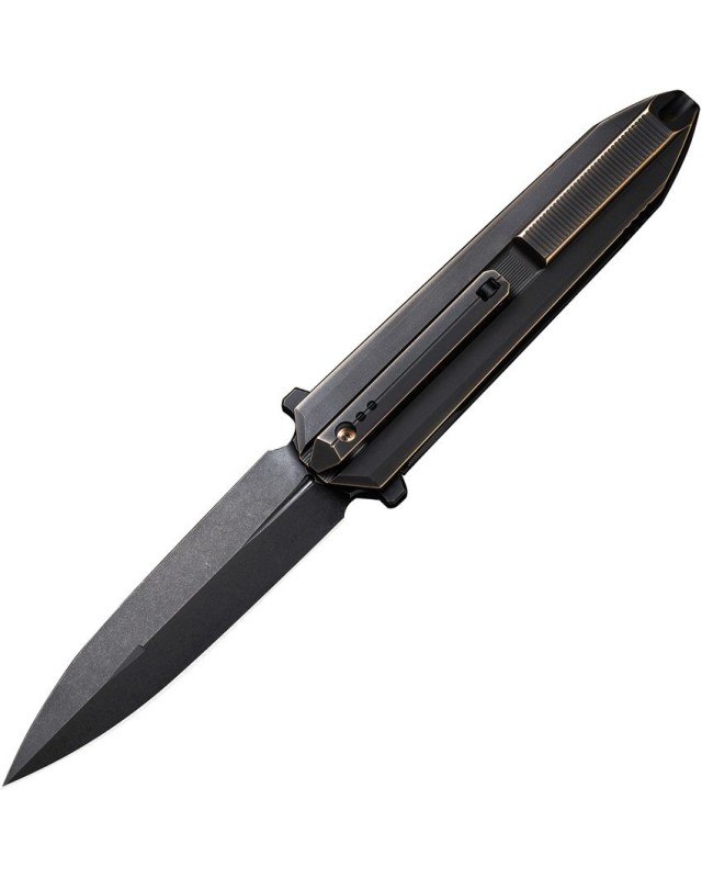 We Knife Diatomic Symmetrical Framelock 220321 CPM-20CV Premium Steel Bronze Titanium Handle Swiss Legal