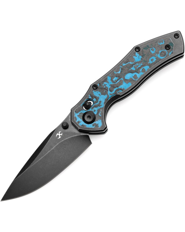 Kansept Apollo Crossbar Lock Folding Knife  CPM S35VN Steel Blue Carbon Fiber Titanium Handle