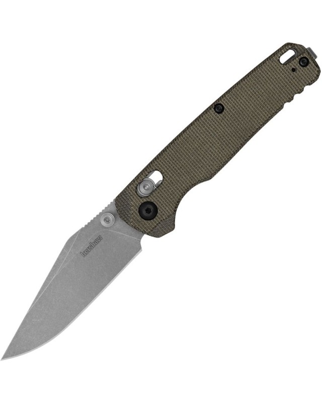 Kershaw Bel Air MagnaCut steel  DuraLock Stonewash finish blade Green micarta handle