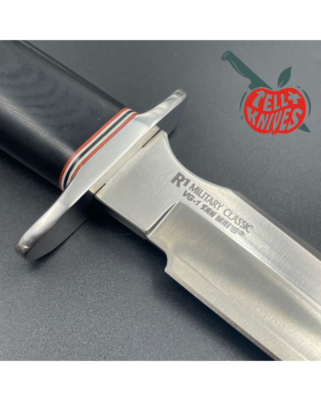 Cold Steel R1 Military Classic VG-1 SAN MAI III steel SEKI Japan steel black micarta handle brown leather sheath Cold Steel R1 Military Classic VG-1 SAN MAI III steel SEKI Japan steel black micarta handle brown leather sheath