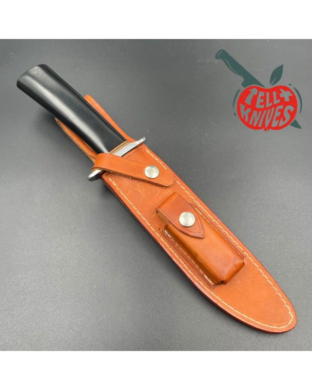 Cold Steel R1 Military Classic 400 Series Stainless Taiwan AUS-8A steel black micarta handle brown leather sheath Cold Steel R1 Military Classic 400 Series Stainless Taiwan AUS-8A steel black micarta handle brown leather sheath