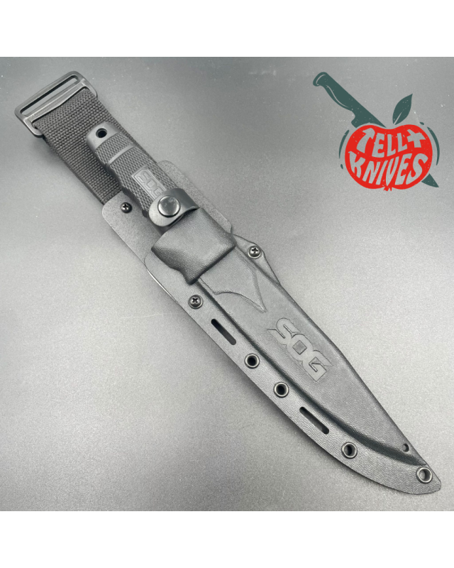 SOG Seal Team Elite fixed blade AUS-8 steel TiNi black finish Zytel handle Cordura sheath SOG Seal Team Elite fixed blade AUS-8 steel TiNi black finish Zytel handle Cordura sheath