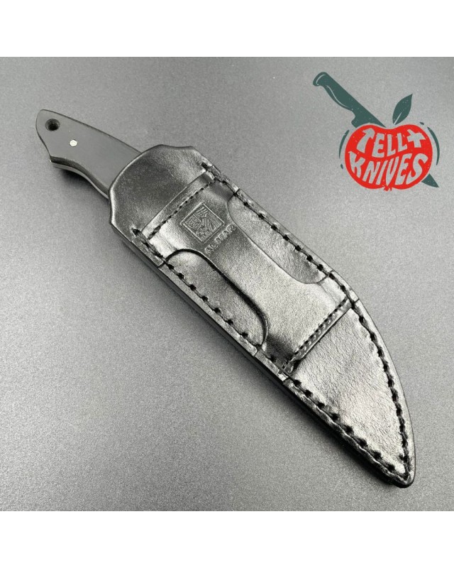 AL MAR KNIVES Back up 2 SEKI Japan full tang VG-10 steel black micarta handle black leather sheath AL MAR KNIVES Back up 2 SEKI Japan full tang VG-10 steel black micarta handle black leather sheath
