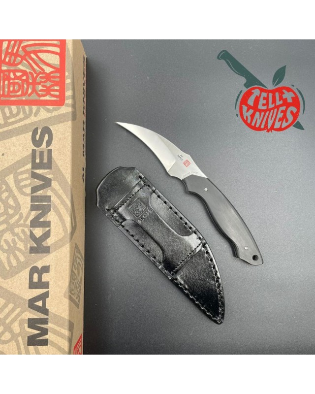 AL MAR KNIVES Back up 2 SEKI Japan full tang VG-10 steel black micarta handle black leather sheath AL MAR KNIVES Back up 2 SEKI Japan full tang VG-10 steel black micarta handle black leather sheath