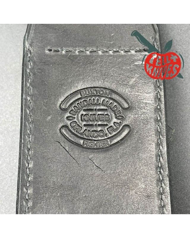 Randall Buxton Fighter Full Tang Stainless steel brass guard black micarta handle black leather sheath