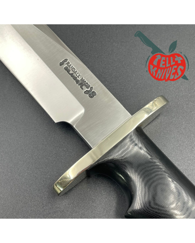 Randall Made Knives Model 15 5.5 Airman forged stainless steel black micarta single finger handle nickel silver guard