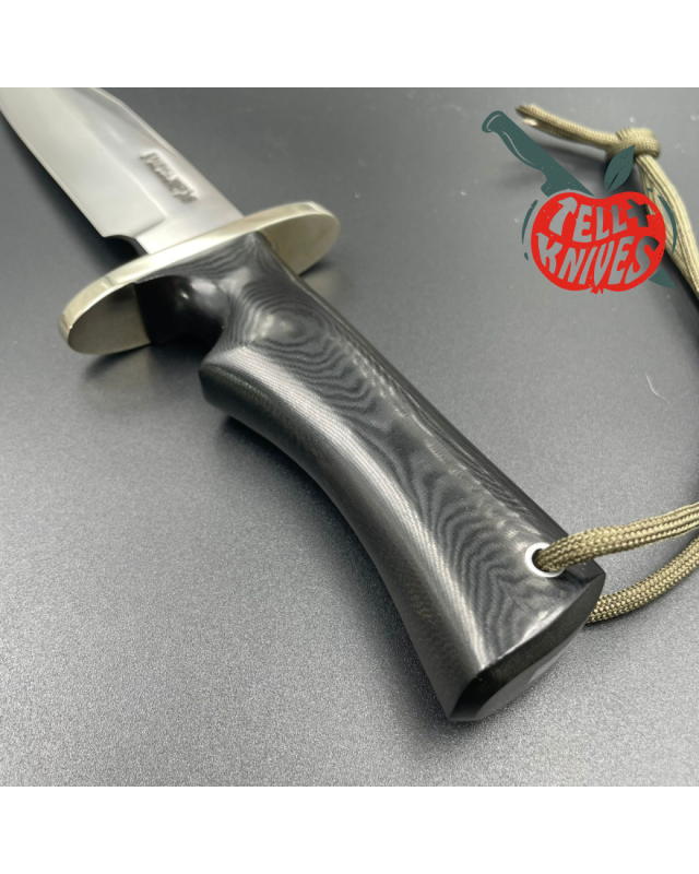 Randall Made Knives Model 15 5.5 Airman forged stainless steel black micarta single finger handle nickel silver guard