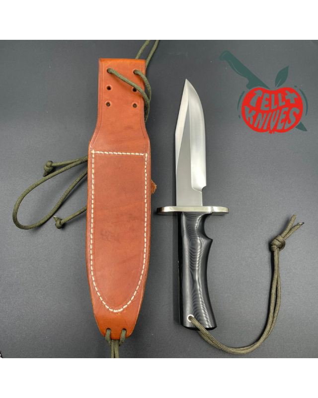 Randall Made Knives Model 15 5.5 Airman forged stainless steel black micarta single finger handle nickel silver guard