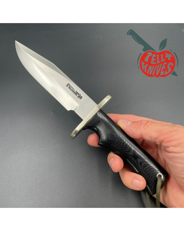 Randall Made Knives Model 15 5.5 Airman forged stainless steel black micarta single finger handle nickel silver guard