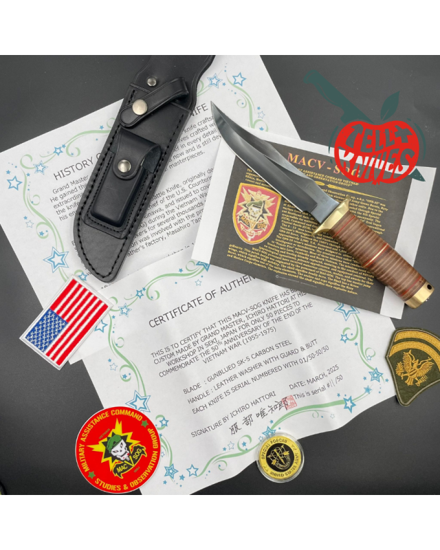 Hattori 50pces Limited Edition "Vietnam War 50th Anniversary" MACV-SOG Bowie Knife SK5 carbon steel blackened blade stac Hattori 50pces Limited Edition "Vietnam War 50th Anniversary" MACV-SOG Bowie Knife SK5 carbon steel blackened blade stac