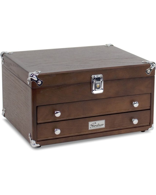 Gerstner International T14 2-Drawer EDC Case Red Oak wood with lock Gerstner International T14 2-Drawer EDC Case Red Oak wood with lock