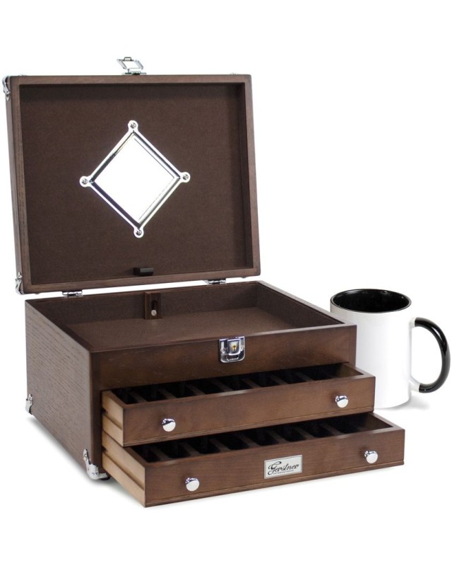 Gerstner International T14 2-Drawer EDC Case Red Oak wood with lock Gerstner International T14 2-Drawer EDC Case Red Oak wood with lock