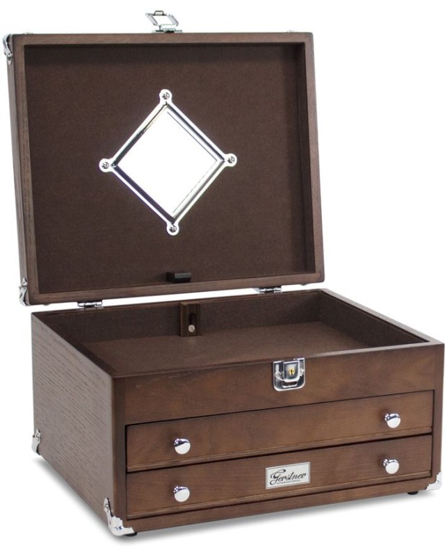Gerstner International T14 2-Drawer EDC Case Red Oak wood with lock Gerstner International T14 2-Drawer EDC Case Red Oak wood with lock