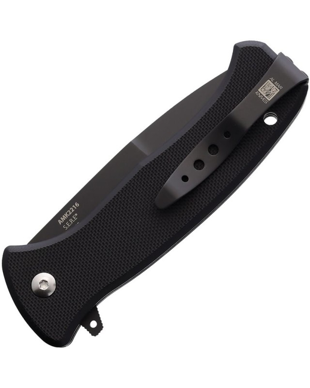 AL MAR Knives Mini SERE 3 S35VN steel black TiNi coated blade black G10 handle flipper framelock AL MAR Knives Mini SERE 3 S35VN steel black TiNi coated blade black G10 handle flipper framelock