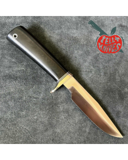 Model 5 - 5 Camp And Trail forged stainless steel black micarta handle nickel silver guard black leather sheath