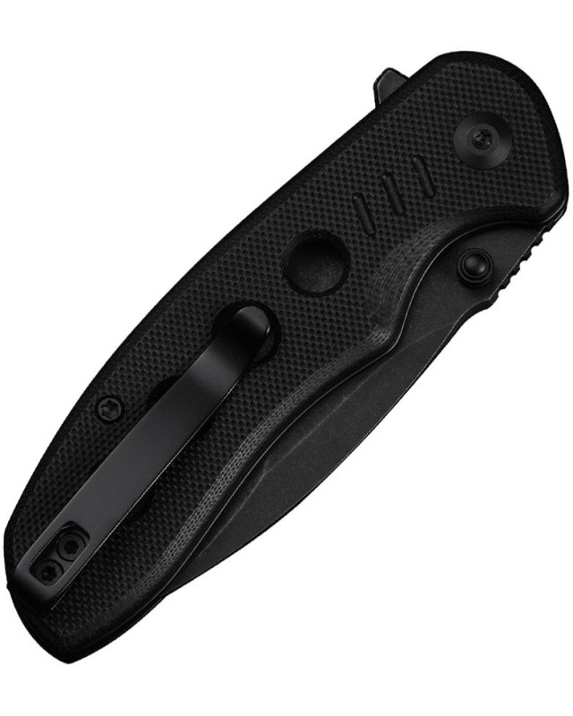 CIVIVI Triptych folding knife 14C28N steel blackwash finish blade Button Lock Black G10 Handle Flipper