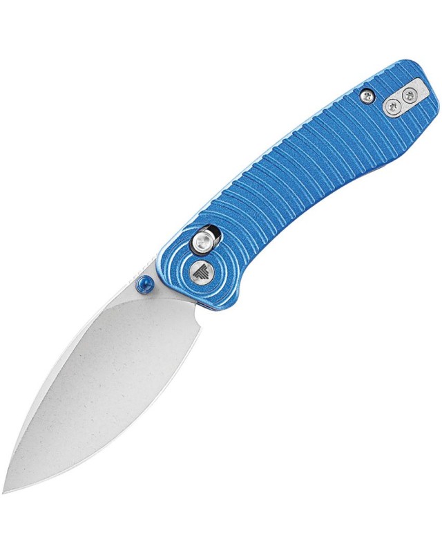 Trivisa Koala folding knife N690 stainless steel blade satin finish Crossbar Lock blue aluminium handle