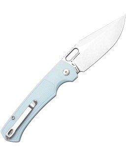 Artisan Cutlery Revel AR-RPM9 steel satin finish blade Button Lock Mint green FRN handle