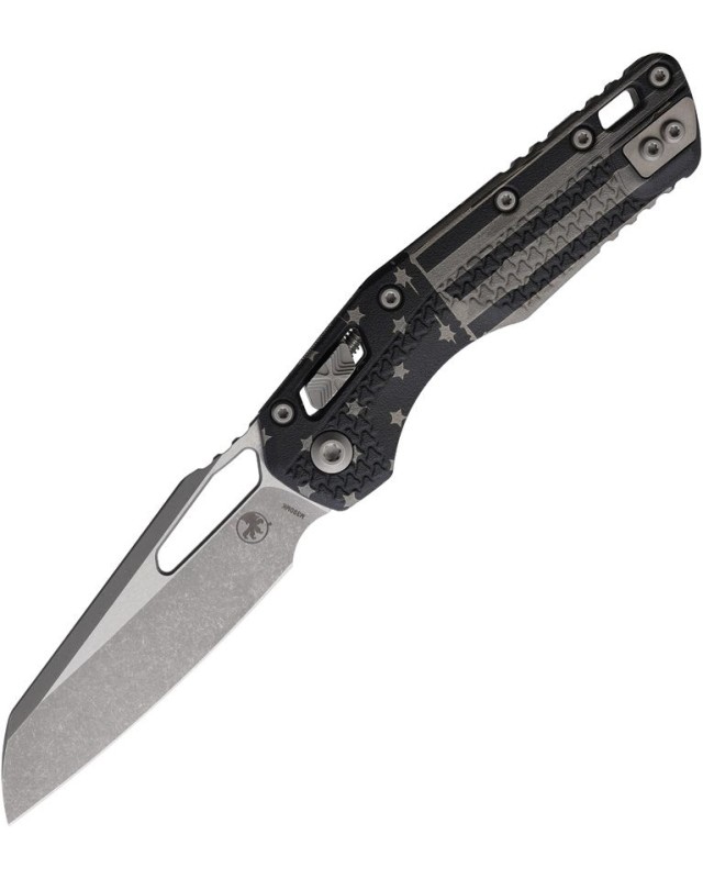 Microtech MSI M390MK steel Apocalyptic Finish Ram-Lok Tri-Grip polymer USA Flag