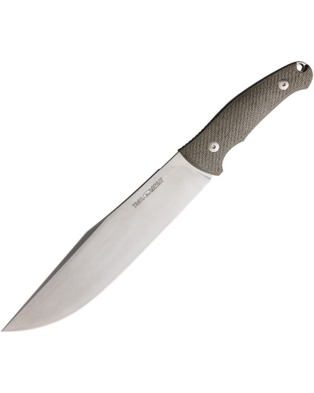 VIPER Trail fixed blade N690 steel stonewash finish green micarta handle brown leather sheath