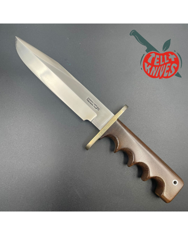 Randall Made Knives Model 14 - 7.5 Vietnam Veteran full tang forged stainless steel brown micarta handle brown leather s