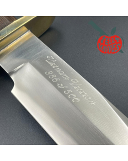Randall Made Knives Model 14 - 7.5 Vietnam Veteran full tang forged stainless steel brown micarta handle brown leather s