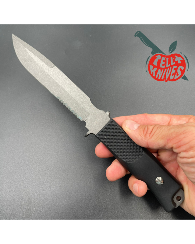 HATTORI Sea Commander fixed blade combat diver knife SEKI Japan AUS-6 stainless steel gray coating blade black leather s