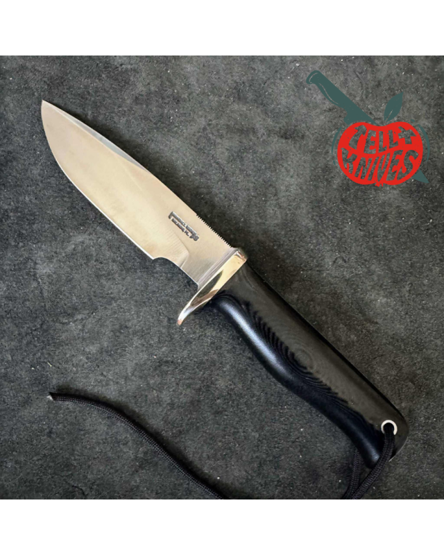 Randall Made Knives Model 28 Woodsman forged stainless steel black micarta handle nickel silver guard