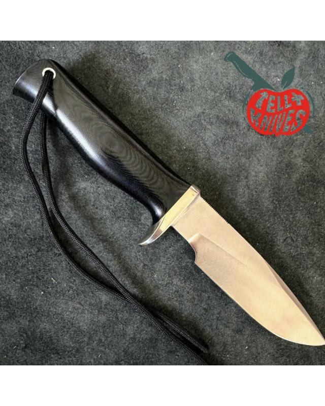 Randall Made Knives Model 28 Woodsman forged stainless steel black micarta handle nickel silver guard