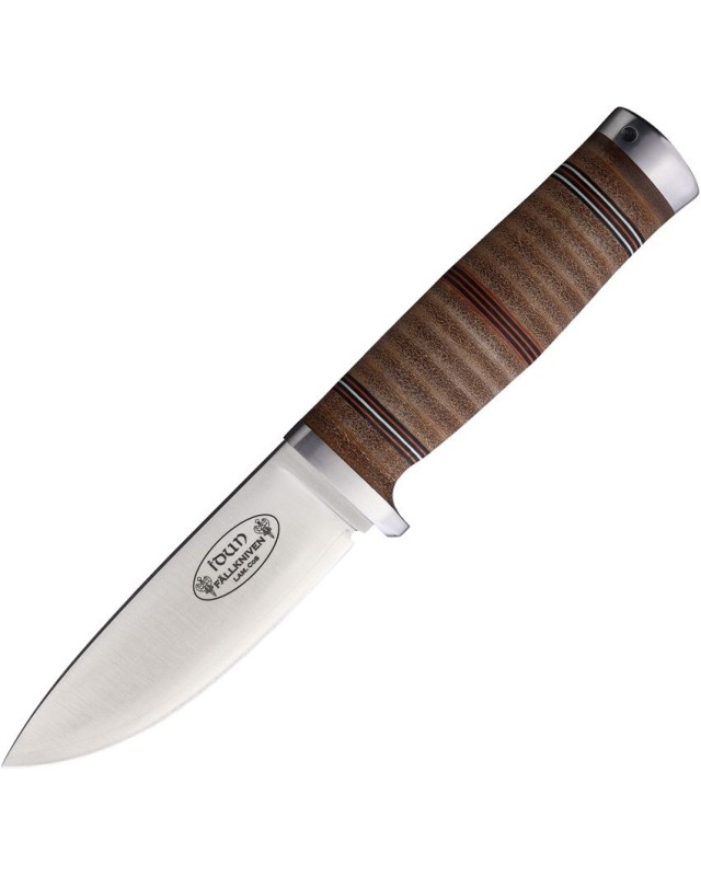 FALLKNIVEN Idun Lam. CoS fixed blade satin finish laminate cobalt steel blade stacked leather handle black leather sheat