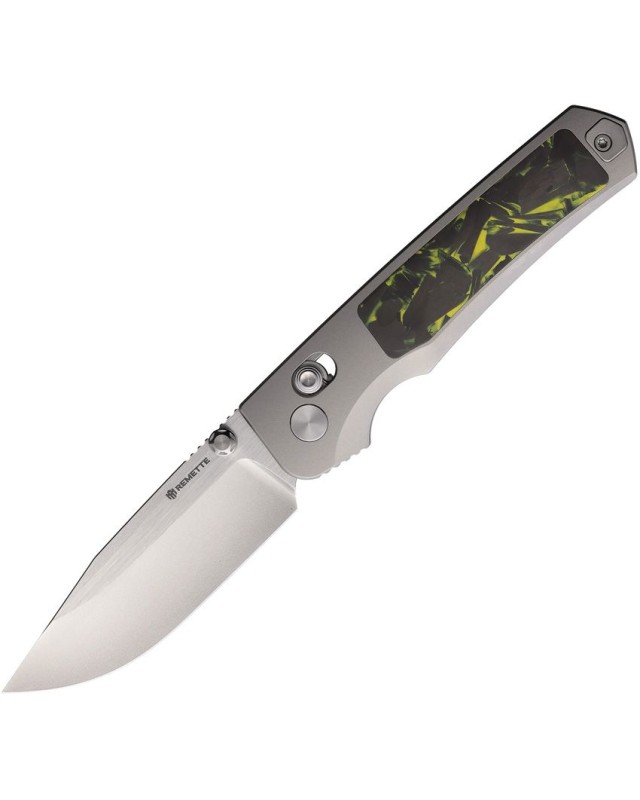 REMETTE Aurora folding knife M390 steel satin finish blade crossbar lock titanium handle Jungle Wear Fat Carbon fiber in