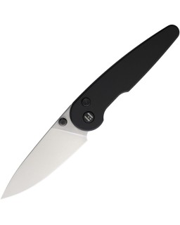 HIGHTRON Birdidi folding knife D2 steel satin finish blade Black aluminium handle Button Lock