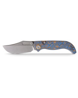 Vosteed Naga S35VN steel stonewash finish button lock Ocean micarta handle bowie blade