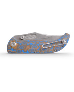 Vosteed Naga S35VN steel stonewash finish button lock Ocean micarta handle bowie blade