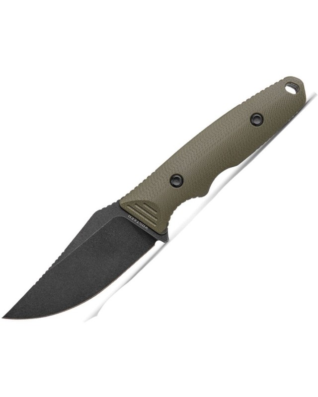 Vosteed H-Back full tang Fixed Blade 14C28N steel blackwash finish OD Green G10 handle black kydex sheath