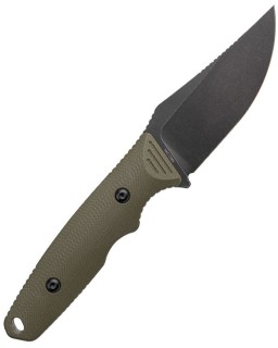 Vosteed H-Back full tang Fixed Blade 14C28N steel blackwash finish OD Green G10 handle black kydex sheath