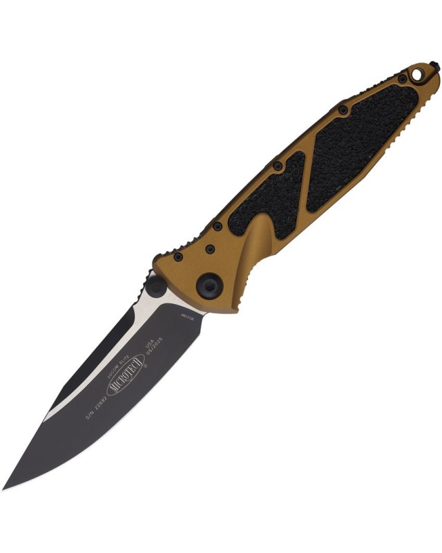 Microtech Socom Elite Tanto S\E Linerlock M390 steel Two Tone finish blade tan aluminium handle