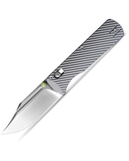 VOSTEED Vombat Bowie shape blade M390 premium steel stonewash finish Crossbar Lock grey Aluminum Handle A4101