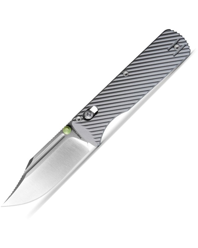 VOSTEED Vombat Bowie shape blade M390 premium steel stonewash finish Crossbar Lock grey Aluminum Handle A4101