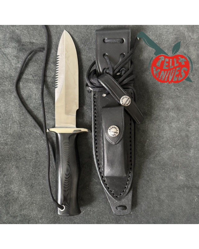 Randall Made Knives Model Combat Companion CC FT forged stainless steel black micarta handle black leather sheath with s
