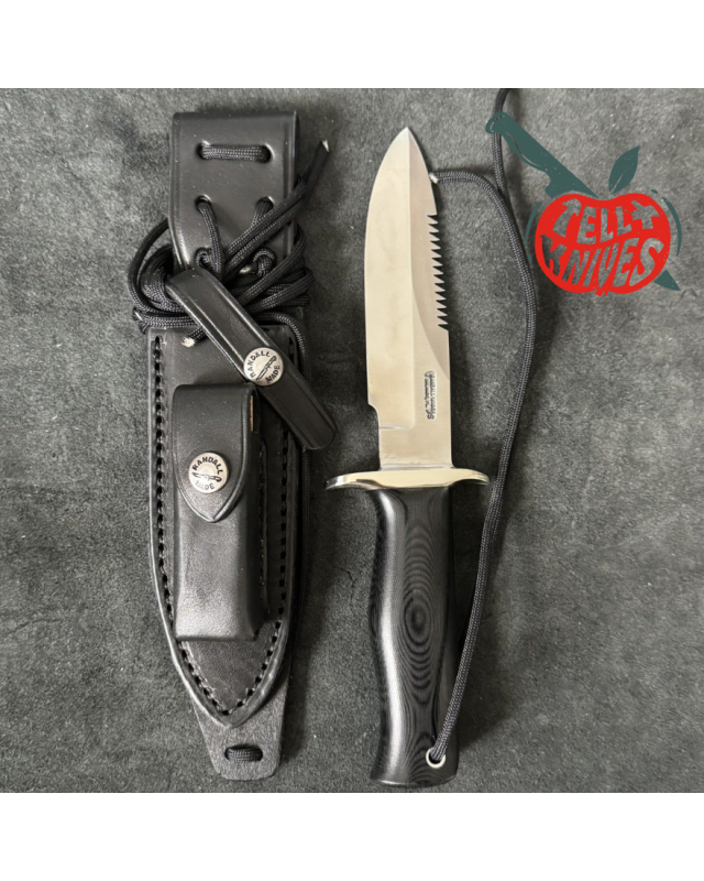 Randall Made Knives Model Combat Companion CC FT forged stainless steel black micarta handle black leather sheath with s