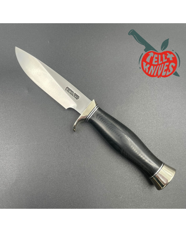 Randall Made Knives Model 26 - 4 Pathfinder forged carbon steel black micarta handle nickel silver guard and pommel brow