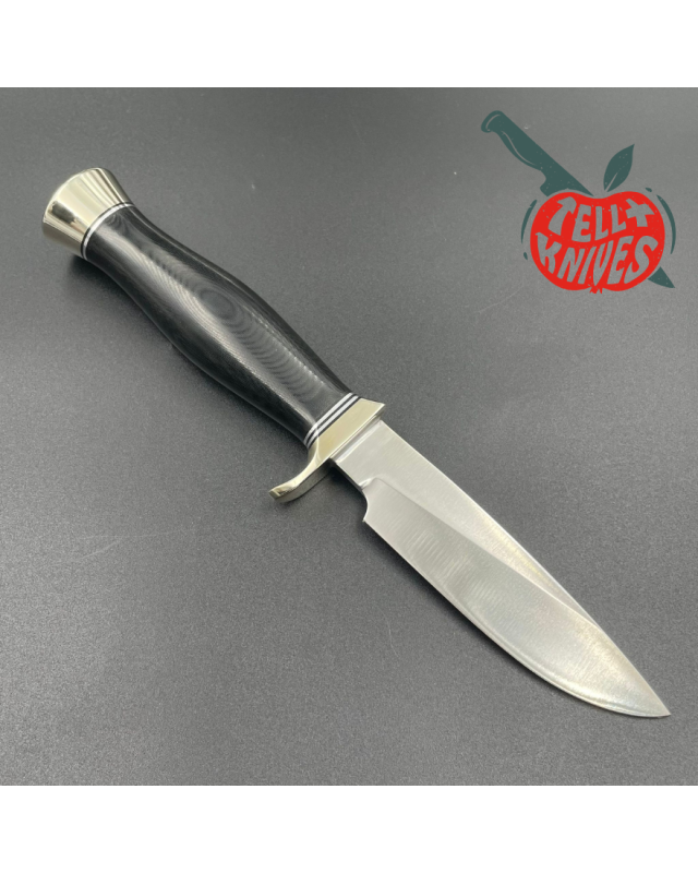 Randall Made Knives Model 26 - 4 Pathfinder forged carbon steel black micarta handle nickel silver guard and pommel brow
