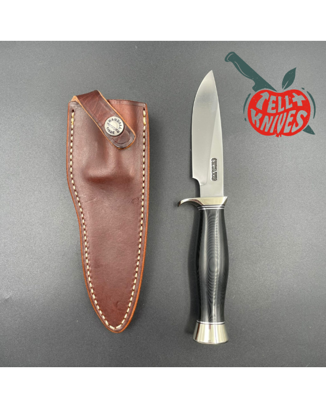 Randall Made Knives Model 26 - 4 Pathfinder forged carbon steel black micarta handle nickel silver guard and pommel brow