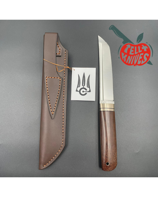 Sergey Shidlovskiy Custom Knives Model Blood Tanto forged Bohler N690 stainless steel silver nickel guard canva micarta