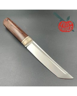 Sergey Shidlovskiy Custom Knives Model Blood Tanto forged Bohler N690 stainless steel silver nickel guard canva micarta
