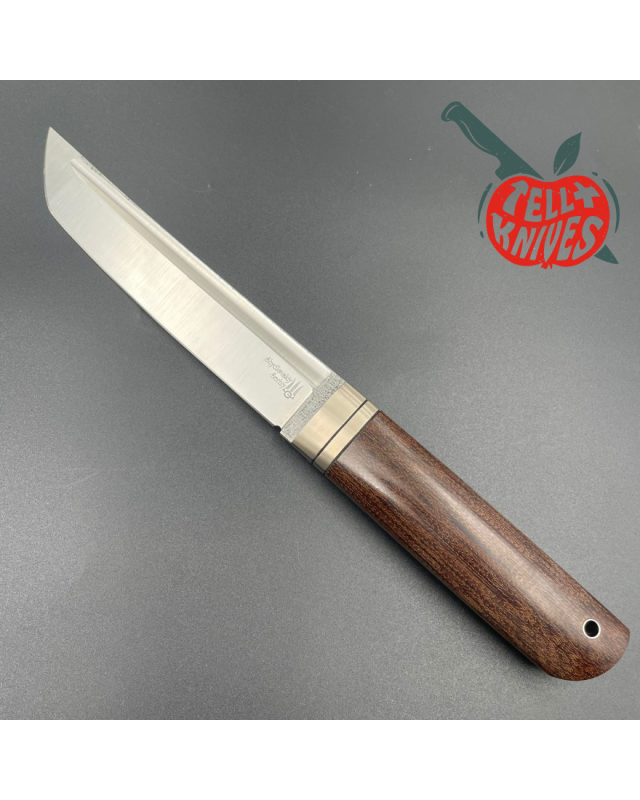 Sergey Shidlovskiy Custom Knives Model Blood Tanto forged Bohler N690 stainless steel silver nickel guard canva micarta