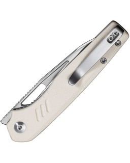 Civivi Guile 14C28N steel satin finish wharncliffe blade Ivory G10 handle front flipper
