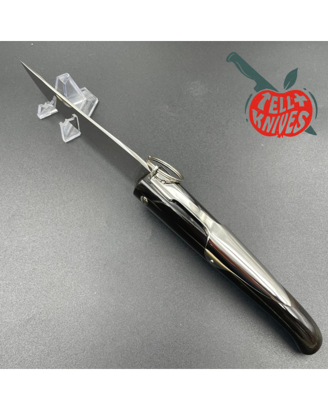 Jacques MONGIN Yatagan 11 couteau pliant lame acier inox finition miroir manche corne noire