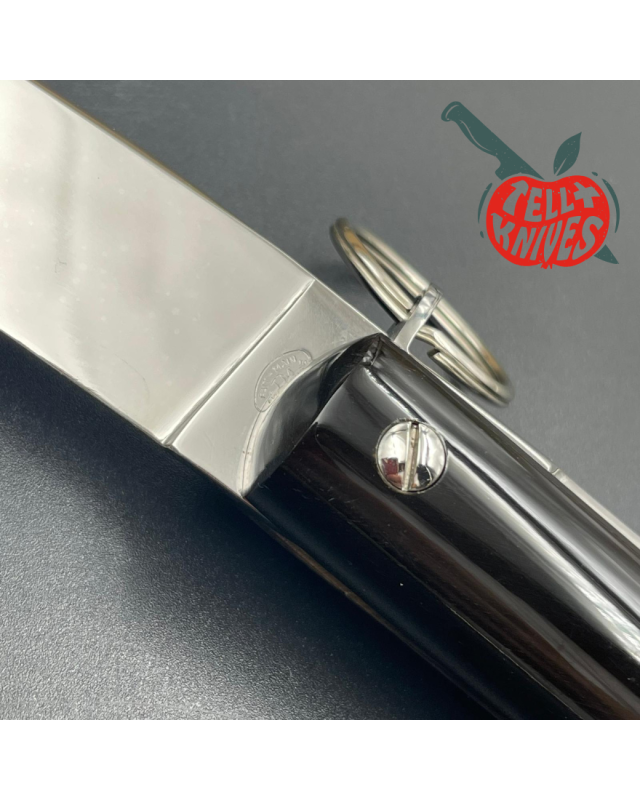 Jacques MONGIN Yatagan 11 couteau pliant lame acier inox finition miroir manche corne noire